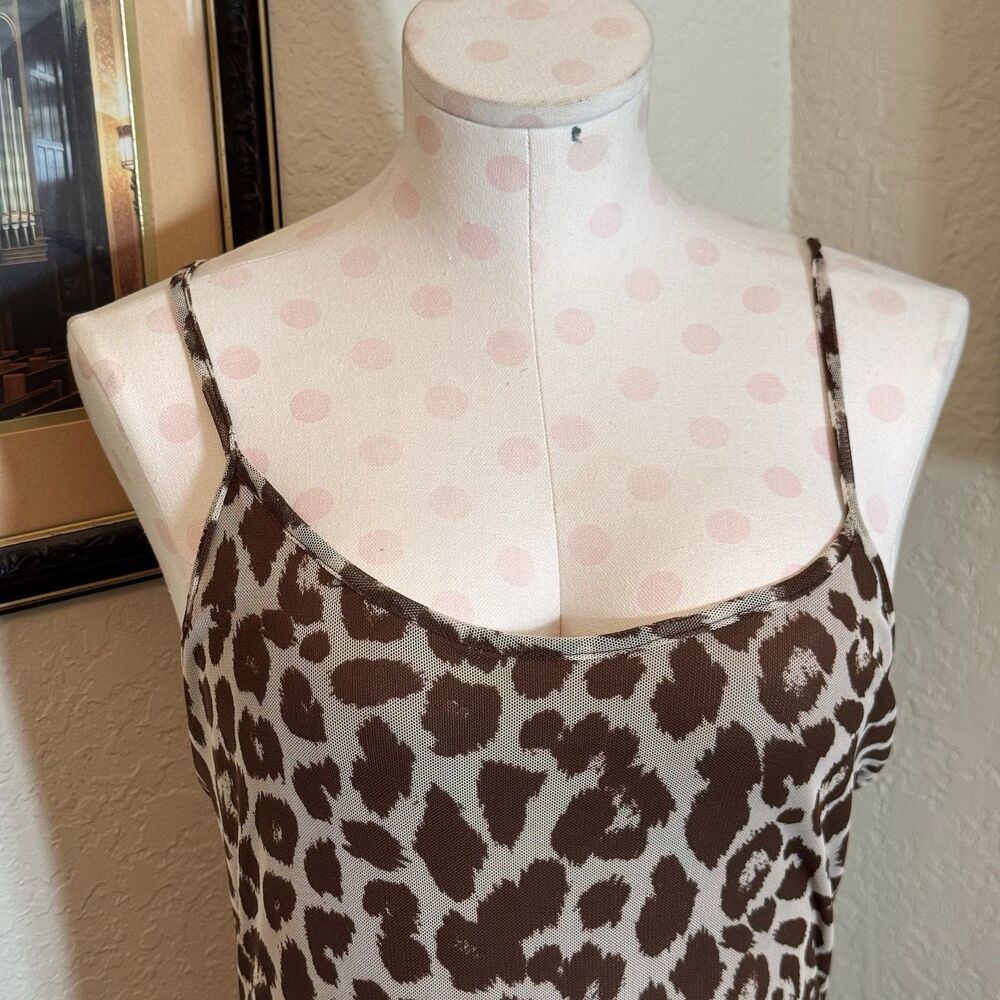 Grunge Leopard Print Mesh Maxi Dress Size Spaghetti Straps XL New With Tags - Picture 4 of 10